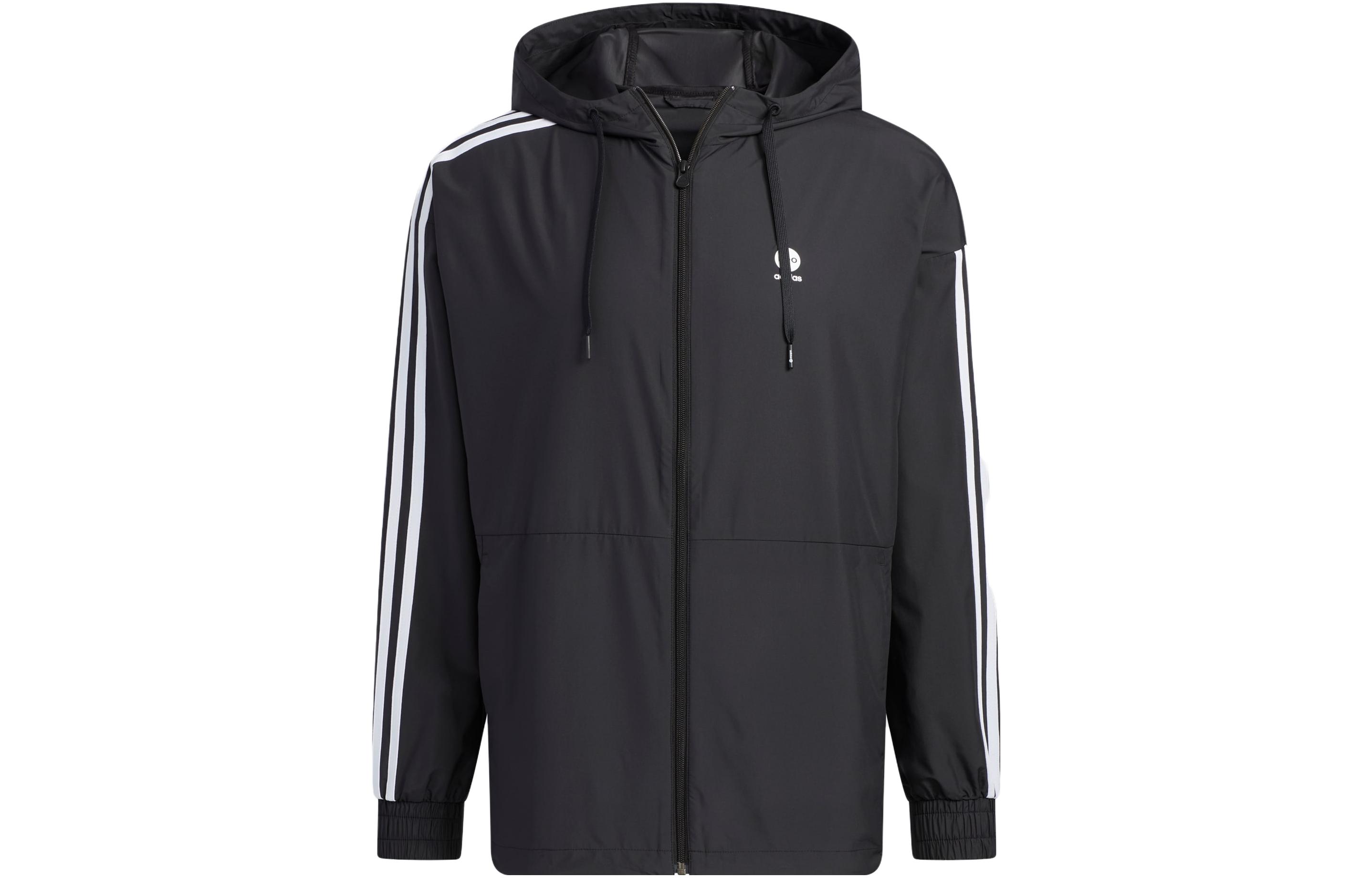 adidas NEO Essentials Windbreaker Black Unisex Jacket with Three-Stripe Design IA4962