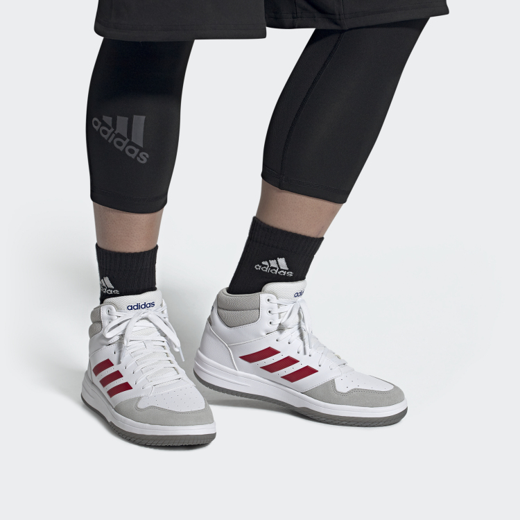 Details for adidas neo gametalker 復古 防滑耐磨 高筒 滑板鞋 男款 白灰紅拼色