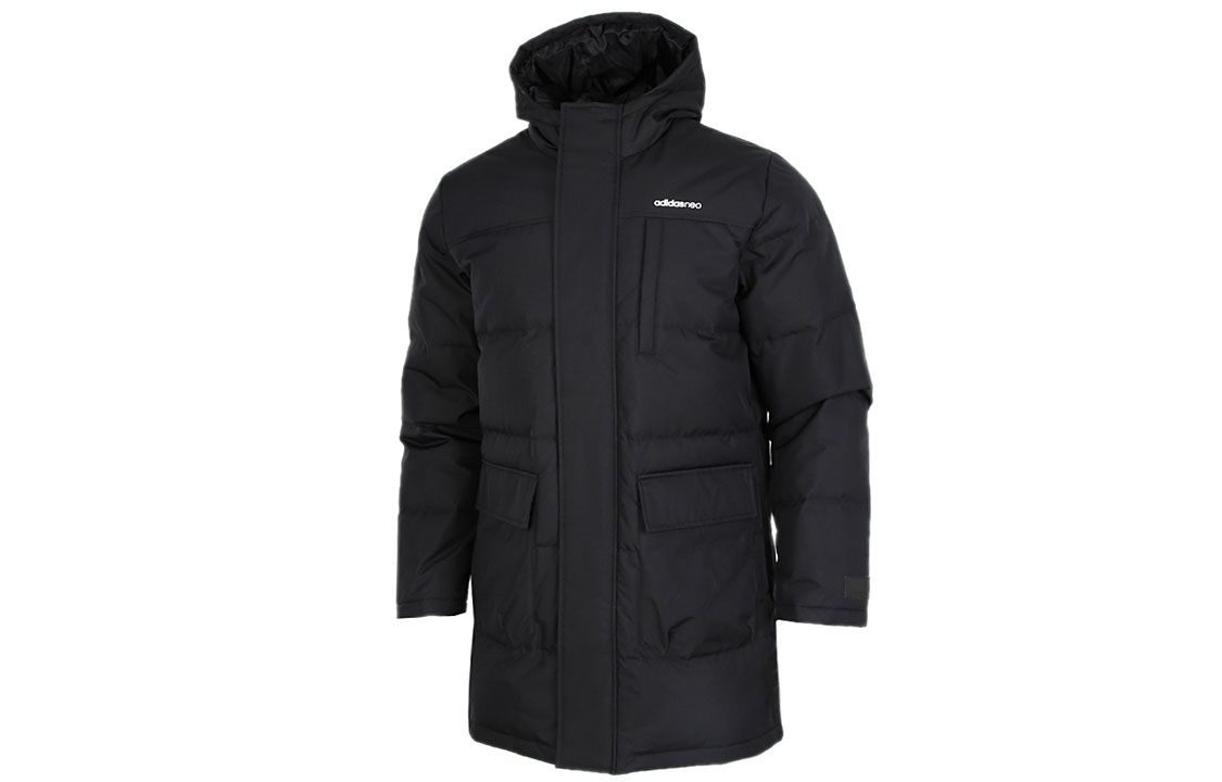 Adidas Neo Graphic Long Puffer Jacket for Men Black GJ8786