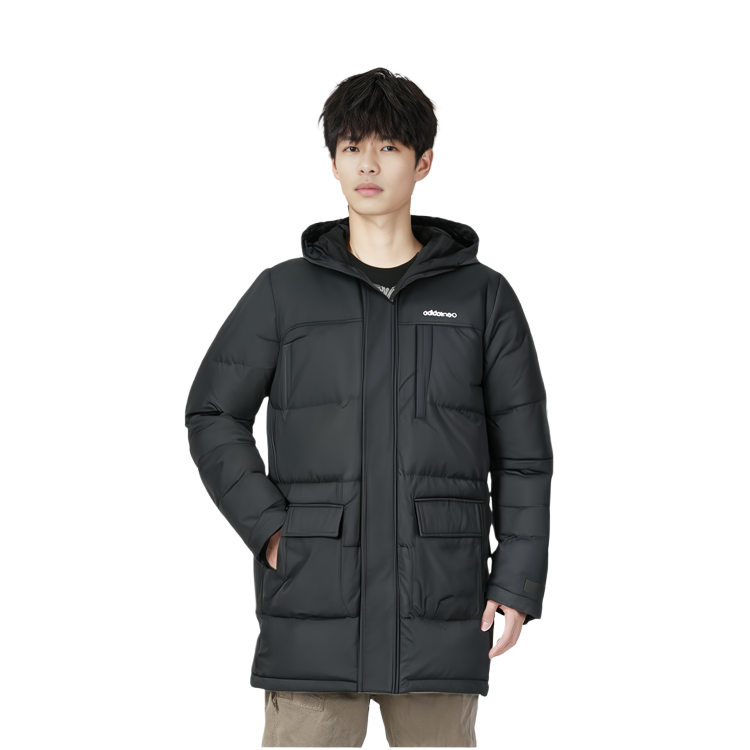 Adidas Neo Graphic Long Puffer Jacket for Men Black GJ8786 圖 12