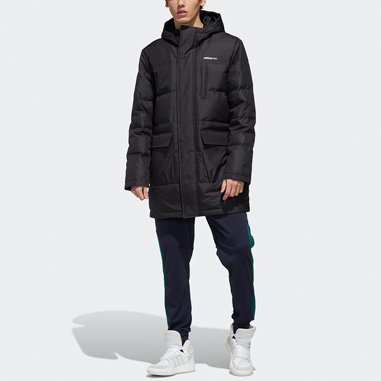 Adidas Neo Graphic Long Puffer Jacket for Men Black GJ8786 圖 4