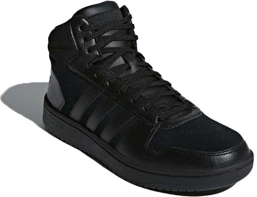 adidas neo Hoops 2.0 Mid 'Triple Black' Hitam Penuh B44649 Lookbook adidas neo Hoops 2.0 Mid 'Triple Black' Hitam Penuh B44649