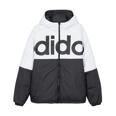 adidas Neo Reversible Puffer Jacket Black Winter with Colorblock Logo. H45282