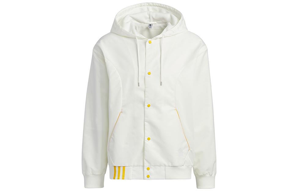 adidas Neo White Loose Fit Letter Print Hoodie Jacket IK3421