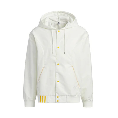 adidas Neo White Loose Fit Letter Print Hoodie Jacket IK3421