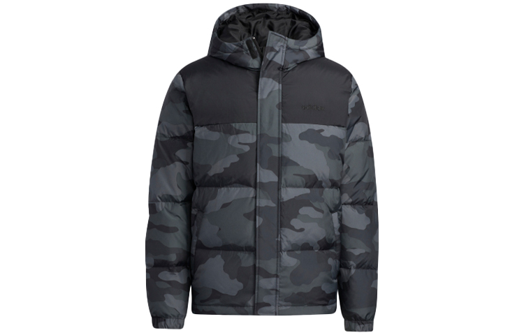 adidas Neo Winter Black Camo Full-Zip Short Puffer Down Jacket H45239
