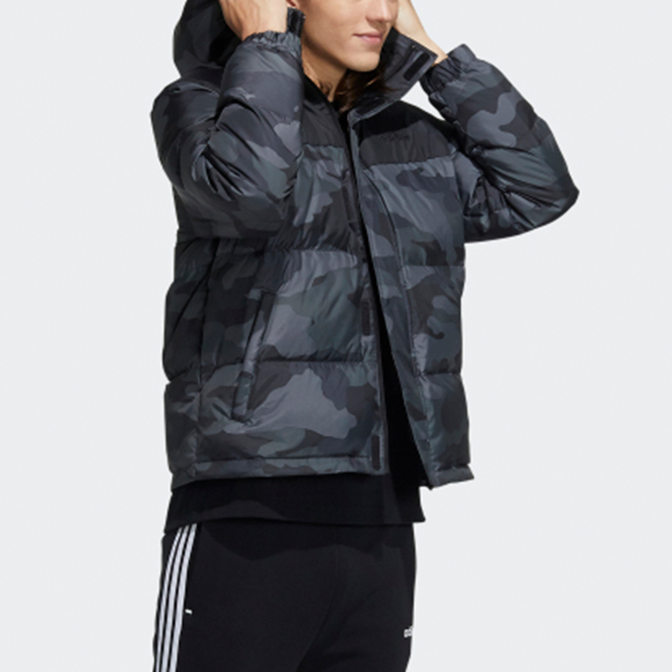 Purchase adidas Neo 冬季黑色迷彩全拉鍊短版羽絨外套 H45239