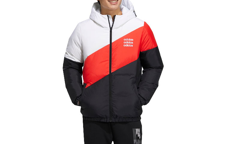adidas NEO Winter Colorblock Hooded Down Jacket White Duck Insulation H45268 圖 4