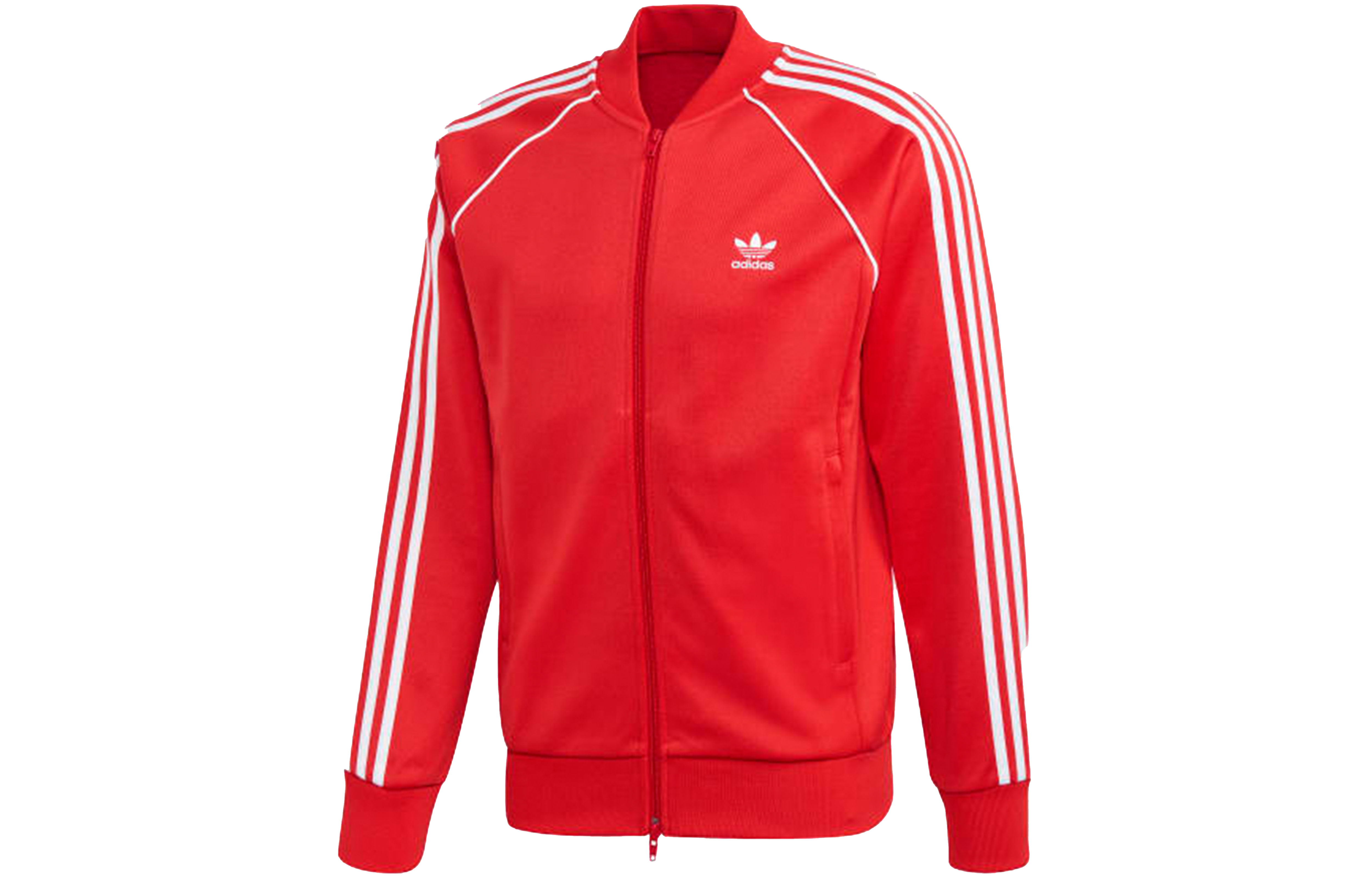 adidas Neon Red Full-Zip Track Jacket with Dual-Sided Zippers FM3809