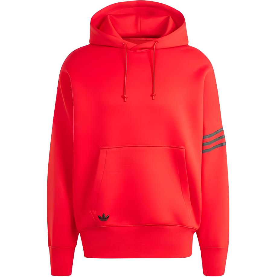 adidas Neuclassics Red Hoodie Outdoor Casual Logo Striped Pullover IR9454