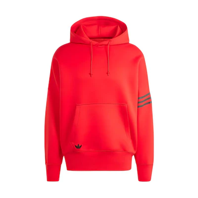 adidas Neuclassics Red Hoodie Outdoor Casual Logo Striped Pullover IR9454