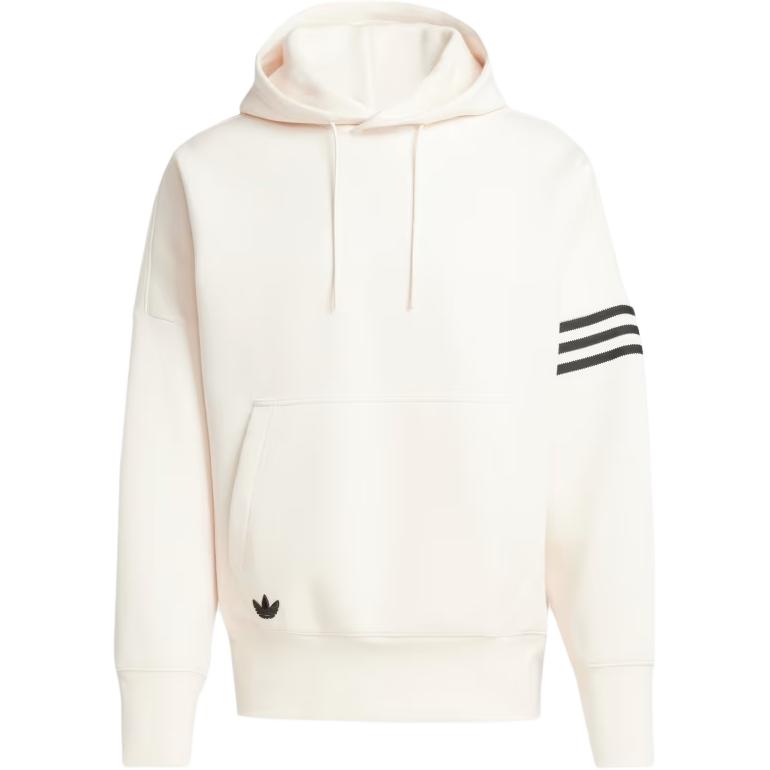 adidas Neuclassics White Striped Hooded Sweatshirt - Soft & Breathable JF9141