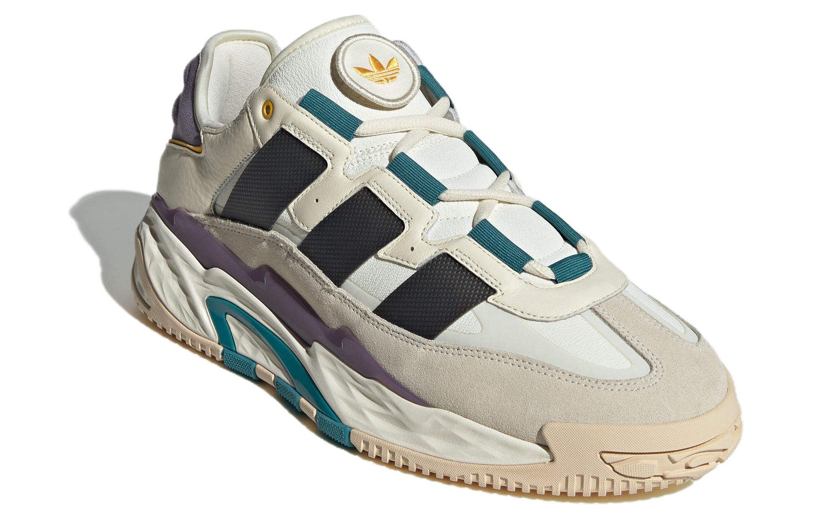 Lookbook adidas originals Niteball 1.0 圓頭繫帶 防滑耐磨 低筒 生活休閒鞋 男女同款 米灰