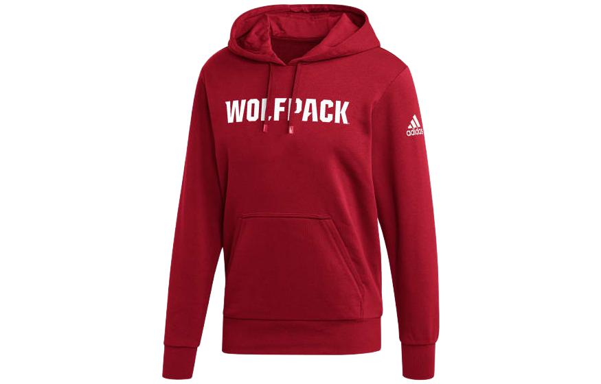 adidas North Carolina Letter Print Hoodie Retro Style - Red HY2300