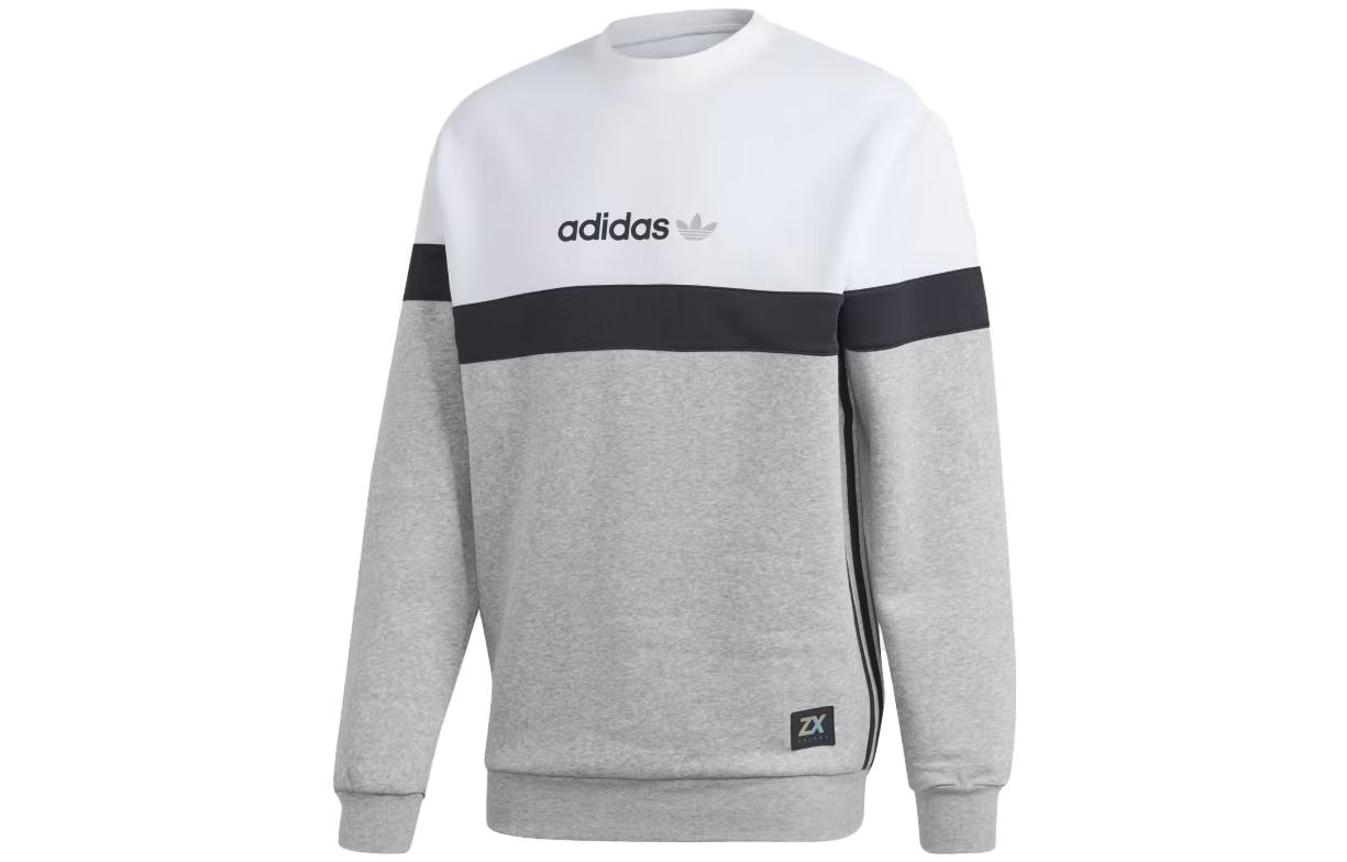 adidas Nutasca Crew Sweatshirt Colorblock Logo Print Grey Long Sleeve GN4493
