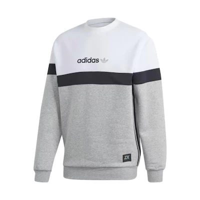 adidas Nutasca Crew Sweatshirt Colorblock Logo Print Grey Long Sleeve GN4493