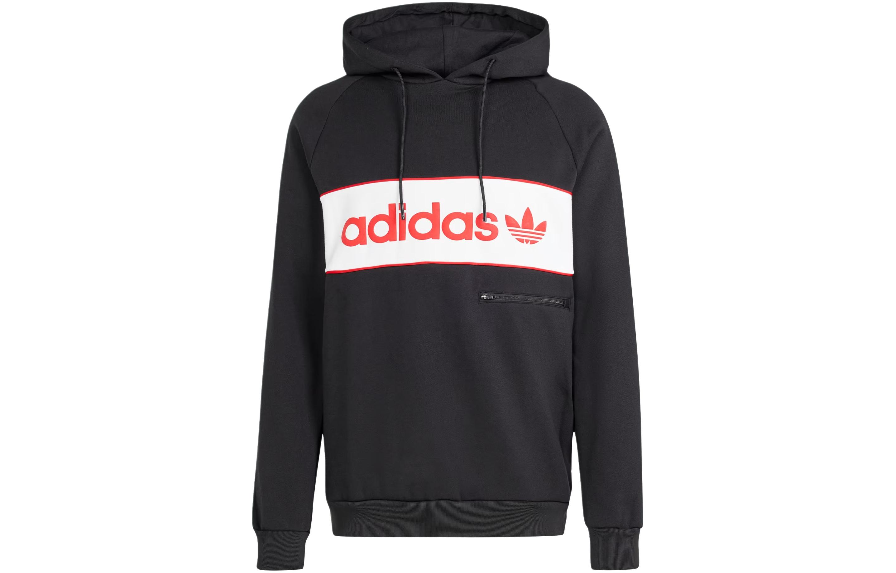 adidas NY Hoodie Letter Logo Colorblock Long Sleeve Black IS5733