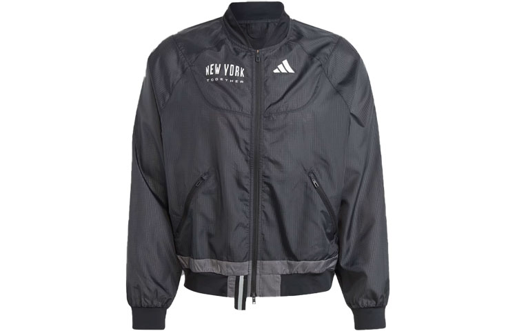 adidas NYC Running Jacket Black Letter Logo Printed Unisex Long Sleeve Outerwear IL2536