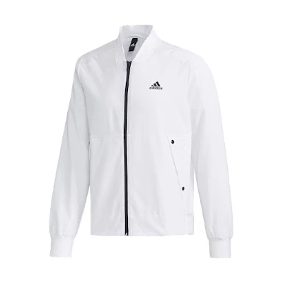 adidas O2 JKT 3S Bomber Jacket White Casual Athletic Outerwear EH3774