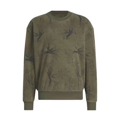 adidas Oasis Crew Sweatshirt Olive Green Plant Graphic Pullover HZ3197