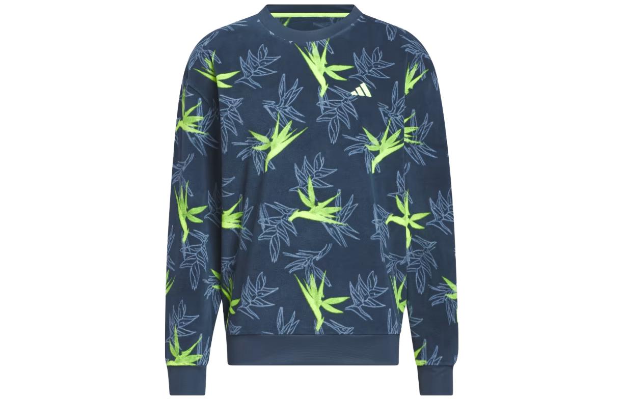 adidas Oasis Loose Fit Plant Print Crewneck Sweatshirt - Night Navy IB1982