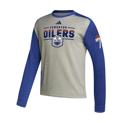 adidas Oilers Team Issue Crewneck Sweatshirt Navy Mens Hockey Style IK9203