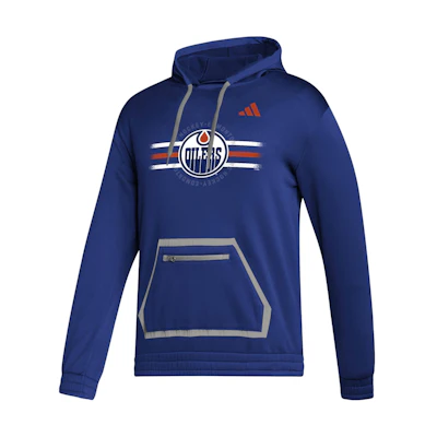 adidas Oilers Team Issue Pullover Hoodie Blue Hockey Sweatshirt IK6667