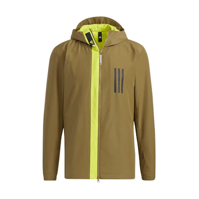 adidas Olive Fleece-Lined Logo Hoodie Jacket with Panel Design GL8692