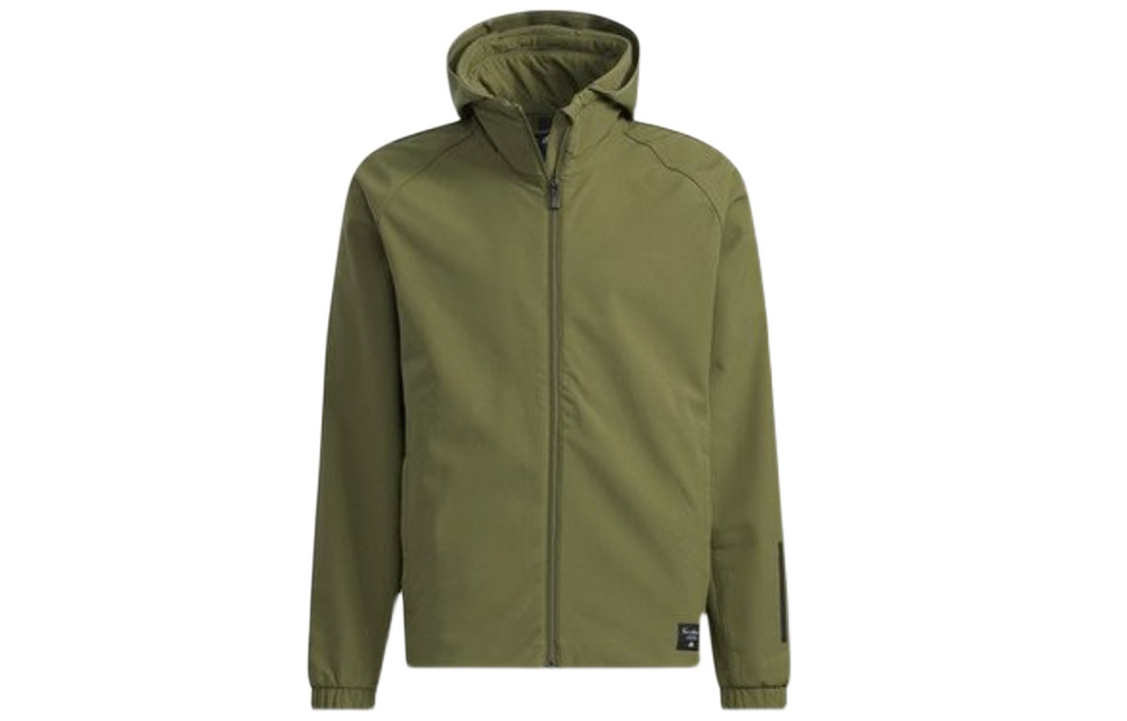 adidas Olive Green 3-Stripes Logo Hooded Jacket H40882