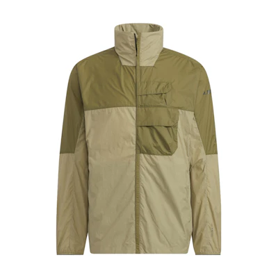 adidas Olive Green Colorblock Logo Print Hooded Zip Jacket HN4536