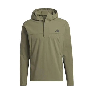 adidas Olive Green Half-Zip Hoodie Jacket with Solid Logo Print HY5379