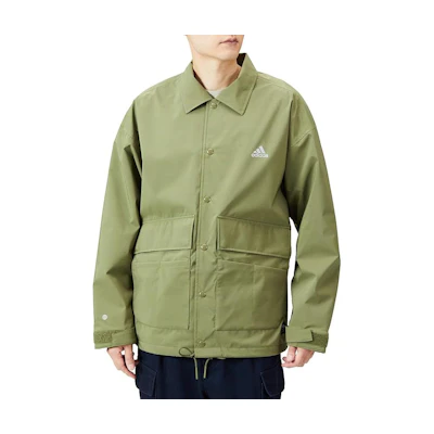 adidas Olive Green Logo Collar Long Sleeve Jacket HP1387