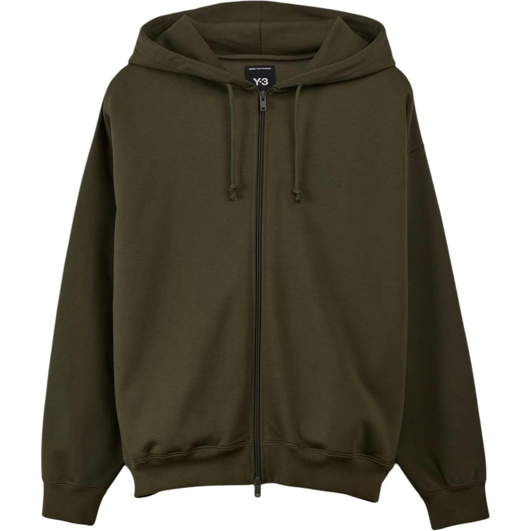 adidas Olive Green Logo Embroidered Zip Hoodie Jacket Unisex JD9804