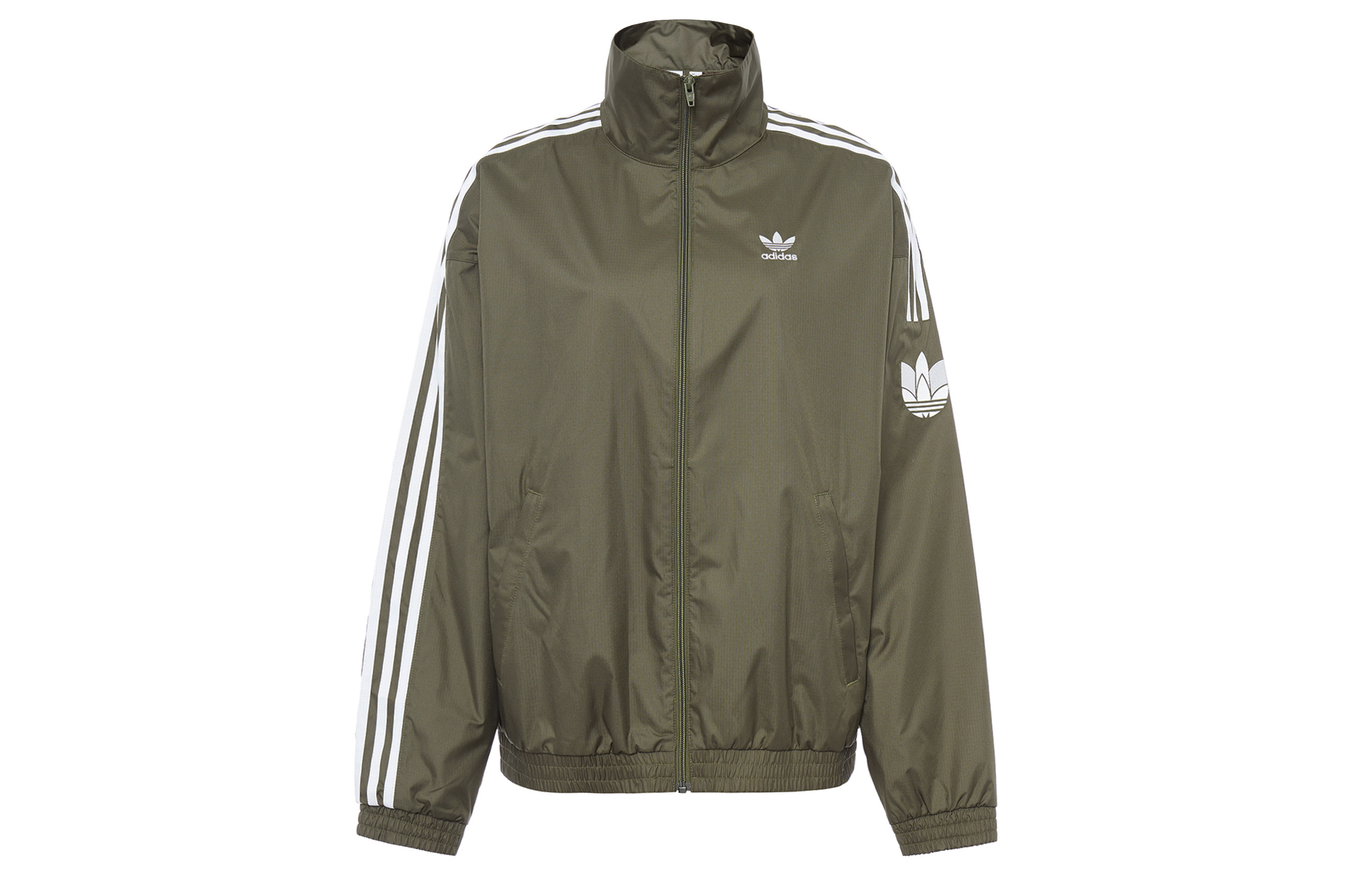 adidas Olive Green Retro Tracksuit Jacket with Side Stripes Unisex JI7534