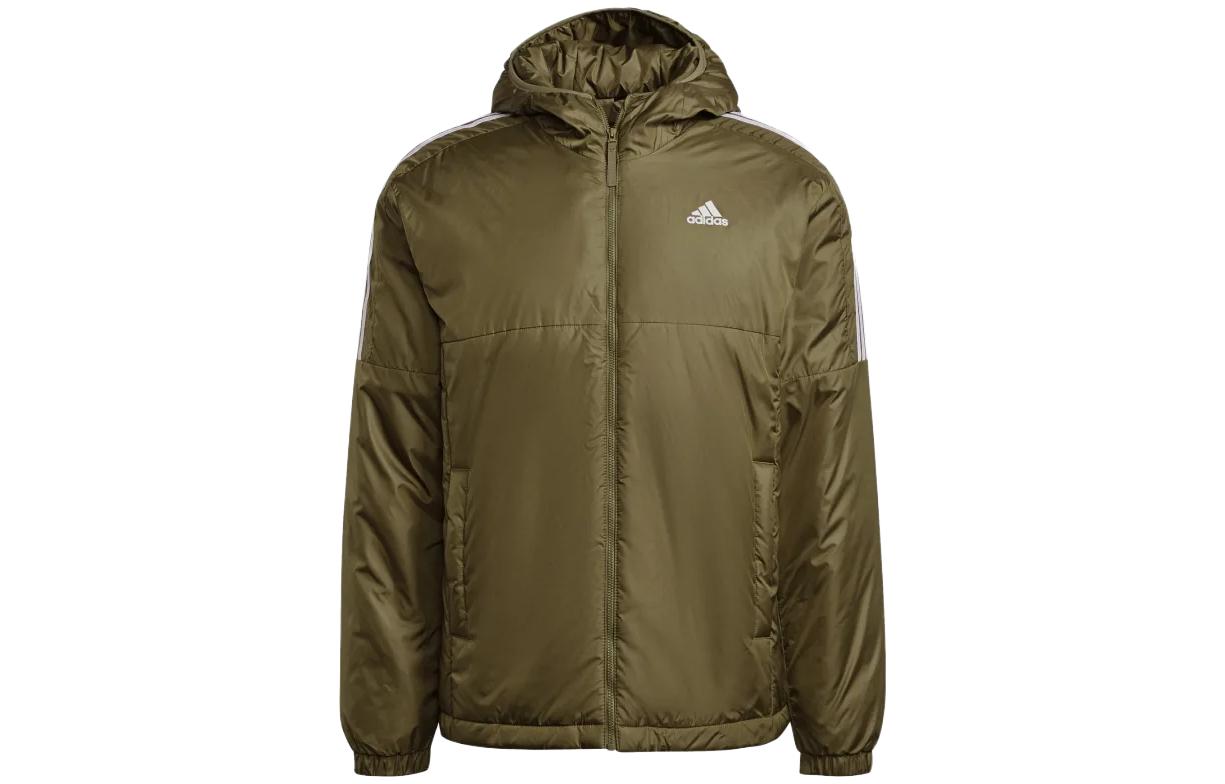 adidas Olive Green Striped Zip-Up Hoodie Jacket GT9154