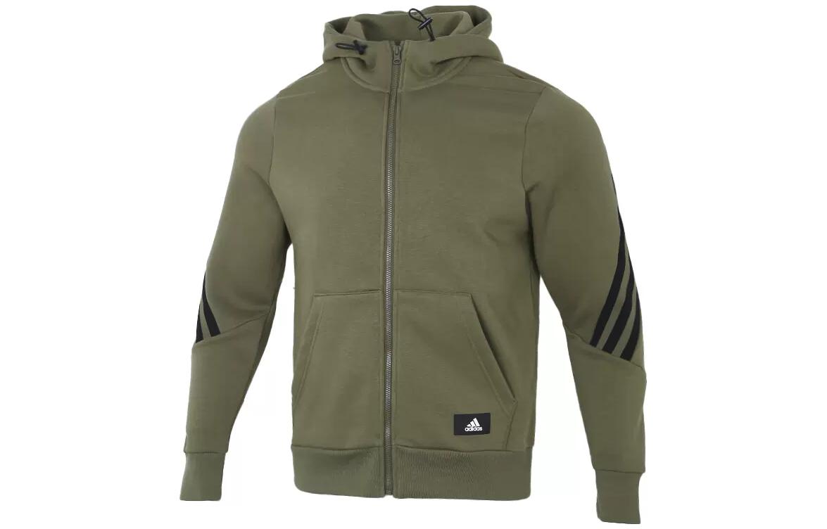 adidas Olive Striped Track Hoodie Jacket H44177
