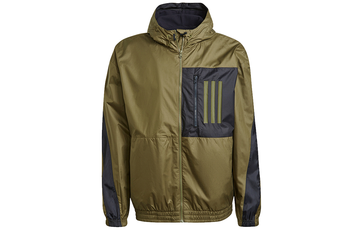 adidas Olive Training Running Breathable Woven Hooded Jacket GT3744