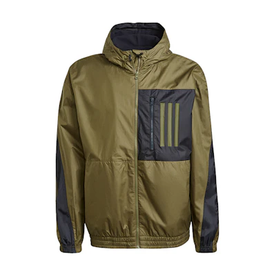 adidas Olive Training Running Breathable Woven Hooded Jacket GT3744