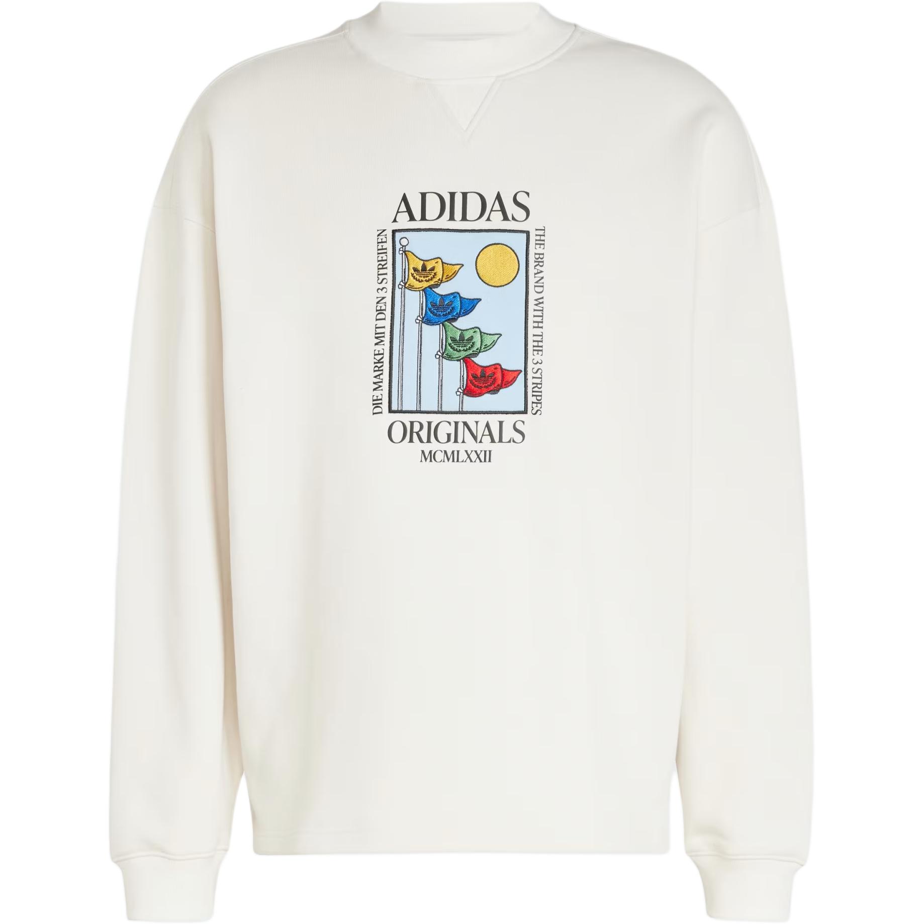 adidas OLPC Crew 2 Letter Print Soft Long-Sleeve Sweatshirt Beige IX6745