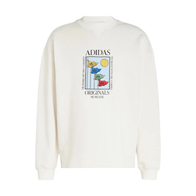 adidas OLPC Crew 2 Letter Print Soft Long-Sleeve Sweatshirt Beige IX6745
