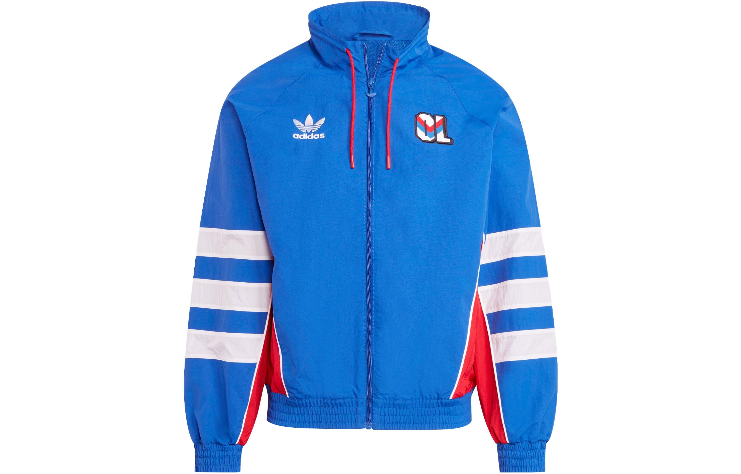 adidas Olympique Lyonnais 95/96 Track Top Retro Striped Jacket Navy Mens IQ1574