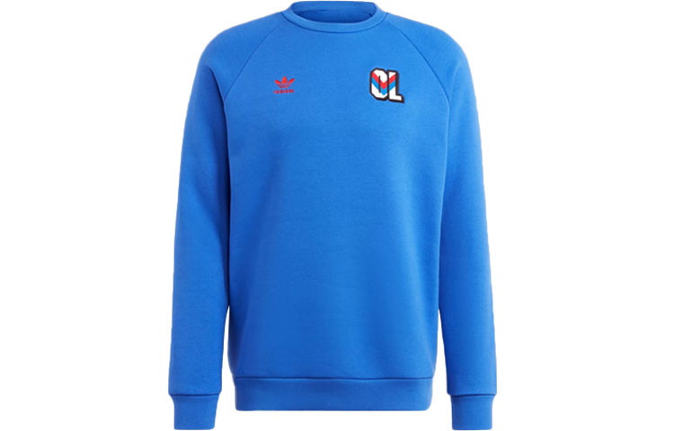 adidas Olympique Lyonnais Trefoil Crewneck Sweatshirt Blue IL6056