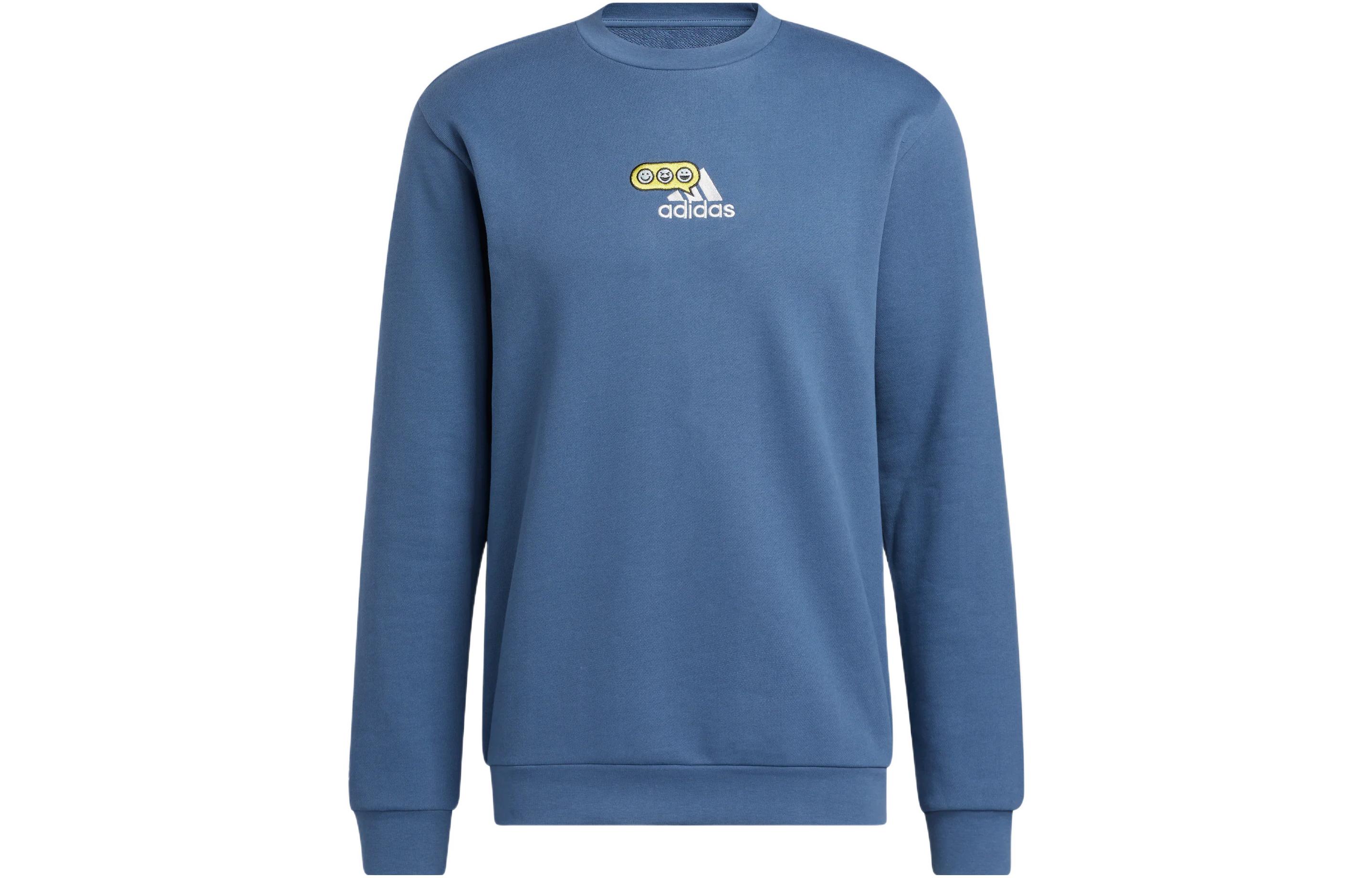 adidas Opti G Sweatshirt Embroidered Logo Crewneck Long Sleeve - Blue-Grey HK6747