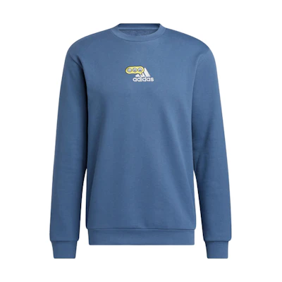 adidas Opti G Sweatshirt Embroidered Logo Crewneck Long Sleeve - Blue-Grey HK6747