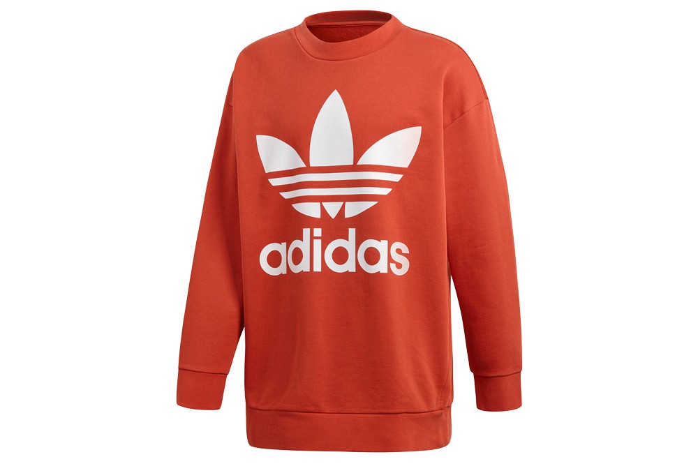 adidas Orange Crewneck Pullover Sweatshirt with Logo DH5771