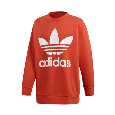 adidas Orange Crewneck Pullover Sweatshirt with Logo DH5771