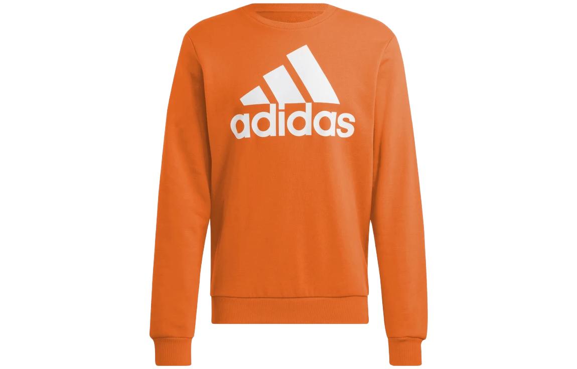 adidas Orange Crewneck Sweatshirt with Solid Color Logo Print HL2304