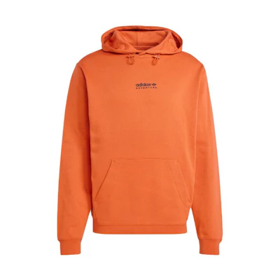 adidas Orange Letter Print Hoodie with Drawstring Long Sleeves IC5355