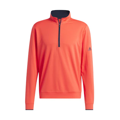 adidas Orange Quarter-Zip Pullover with Logo Print Mock Neck Sweatshirt IJ0185