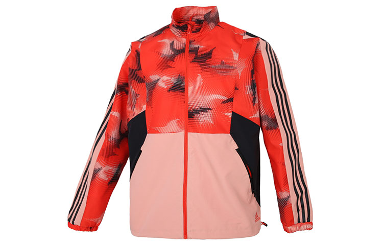 adidas Orange Yellow Breathable Jacket with Contrast Pattern Design H40237